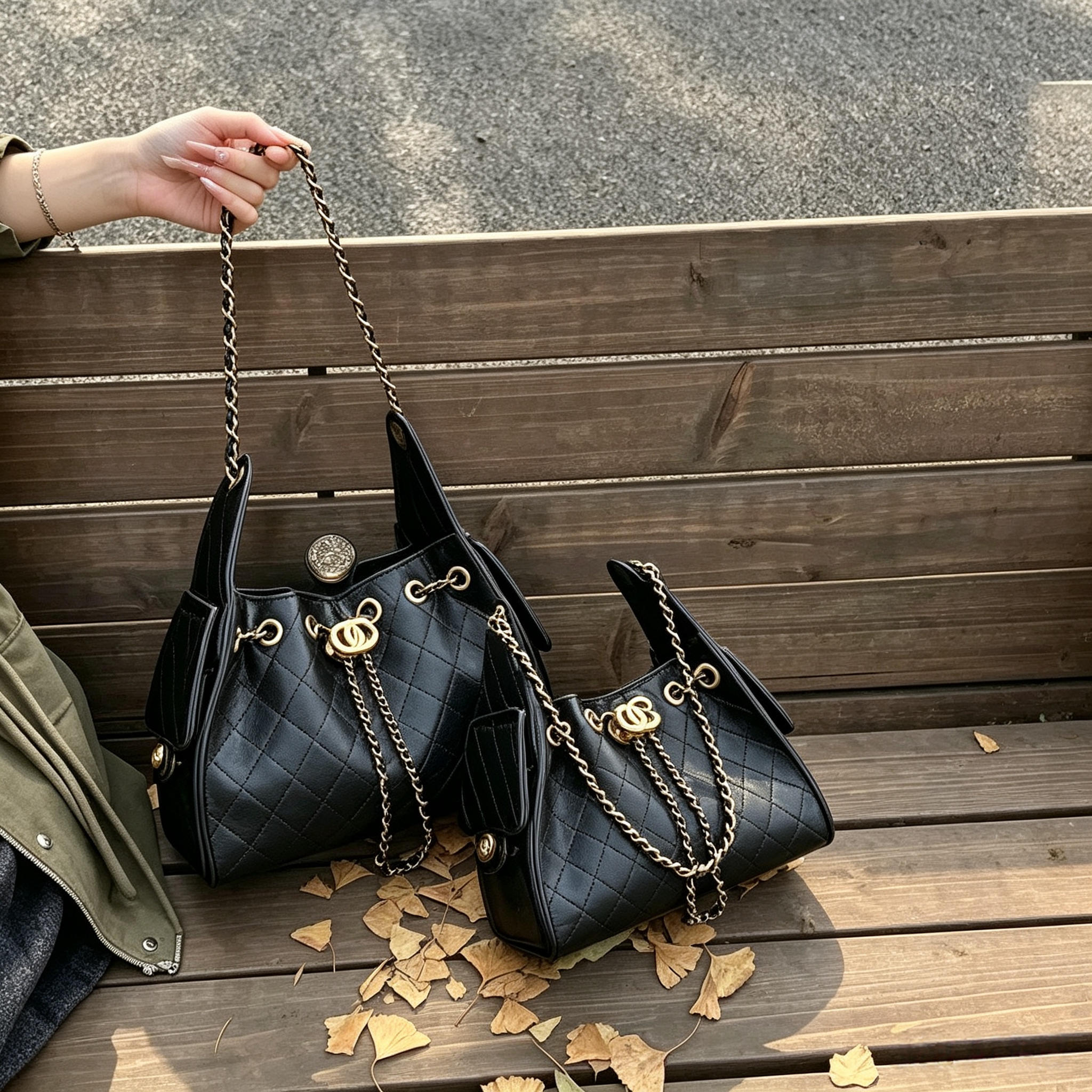 luxury designer bag 2026 Viral Quilted Chain Bucket Bag Large Capacity Shoulder Underarm Motorcycle Style Purse free shipping High Quality Trendy To