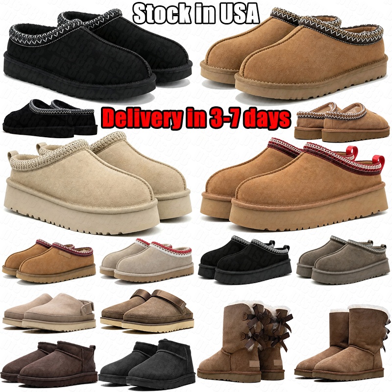 Designer womens boots tasman slippers tazz women mens slides sandals Classic Ultra Mini Chestnut Goldenstar clogs platform boot fur winter Slip-on d