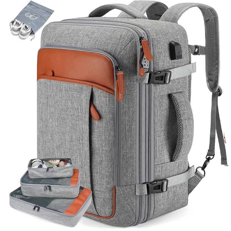 Backpacking Packs Grote uitbreidbare reisrugzak voor dames heren 40L handbagage laptoprugzak met 3 verpakkingsblokjes Schoenentas Waterbestendig Fl