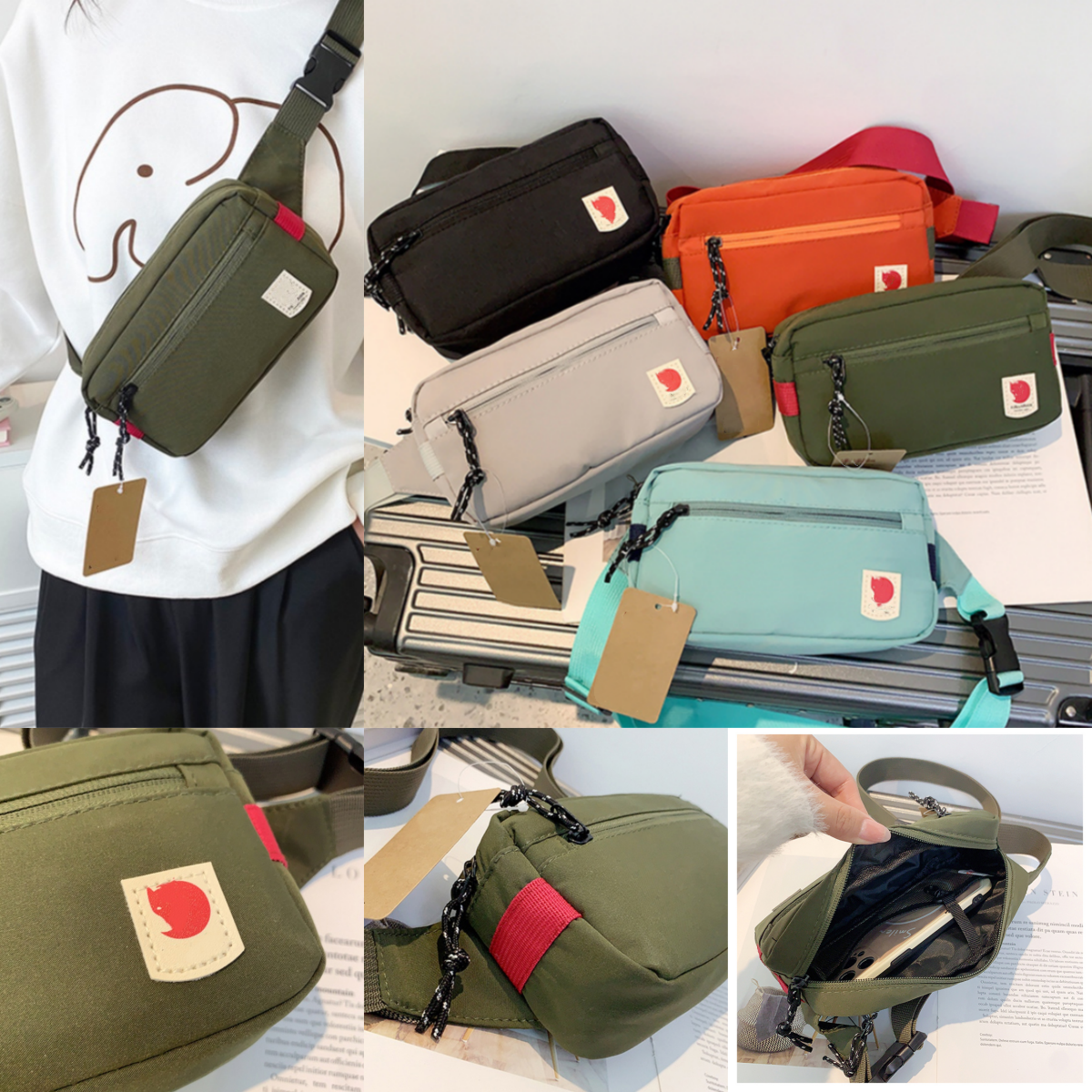 7396 Fox Sac à bandoulière étanche pour cyclisme en plein air, élégant, portable, rangement de sport, sac de taille, sacs à breloques, pack pour