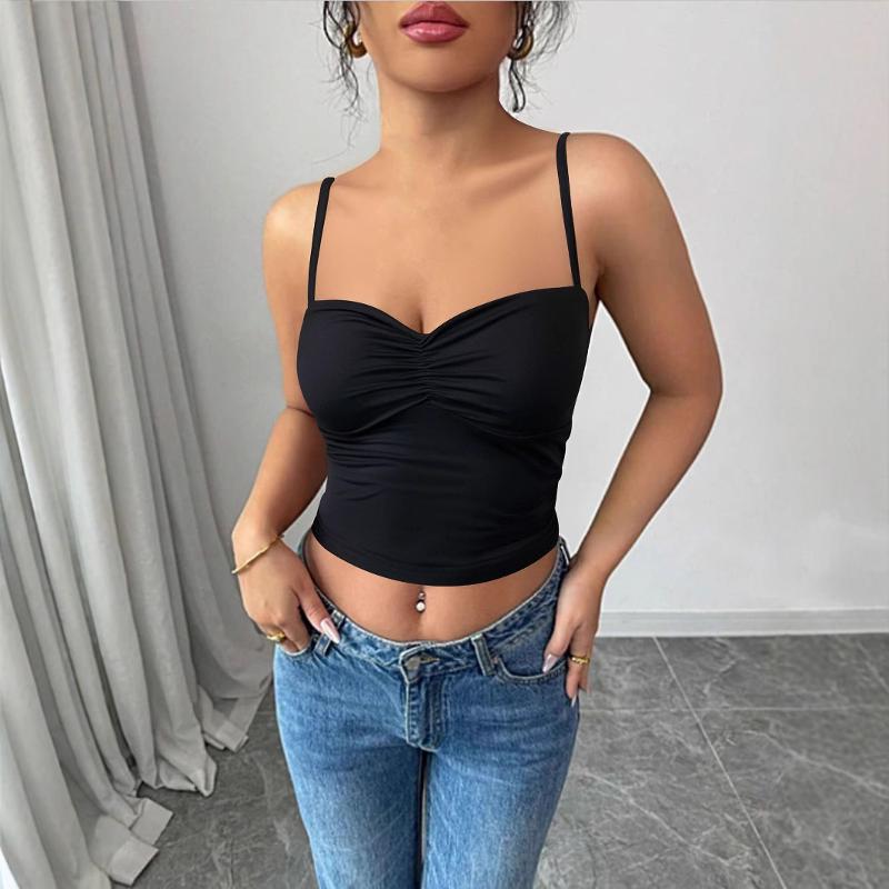 Designer Best-seller MWomen Été Nouveau Sexy Dos Nu Cami Débardeur Couleur Unie Slim Fit Cravate Sangle Gilet Court Sans Manches Top Clubwear