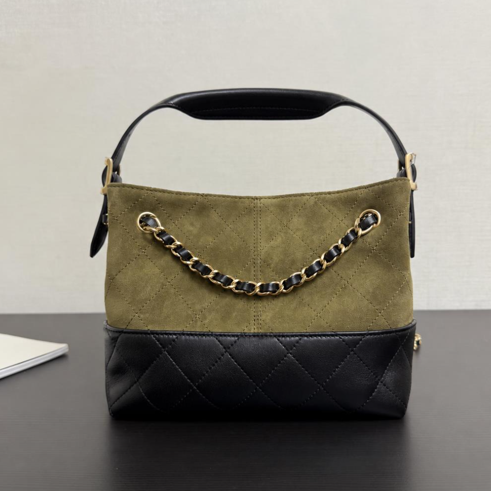 Mini Suede Quilted Tote Bag Lambskin Leather Trim Top Handle Chain Strap Vintage Chic Daily Crossbody Handbag