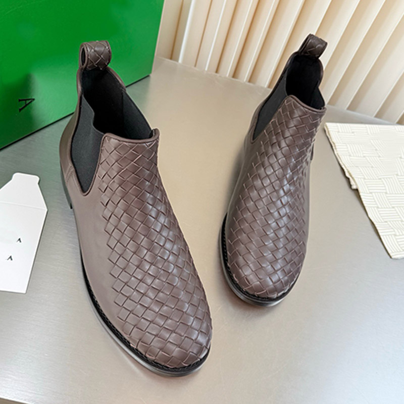 Chelsea Ankle Boots Famous Womens Designer Fashion Daily Commuting Office Flat Bottom Mid Calf Boots Handmade Intreccciato Woven Cowhide Platform Bo