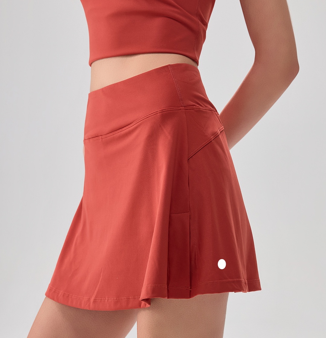 UU-L6463 Femmes taille haute jupes séchage rapide course Fitness Tennis jupe Anti-exposition poche sport jupe nouvelle mode loisirs Yoga jupes
