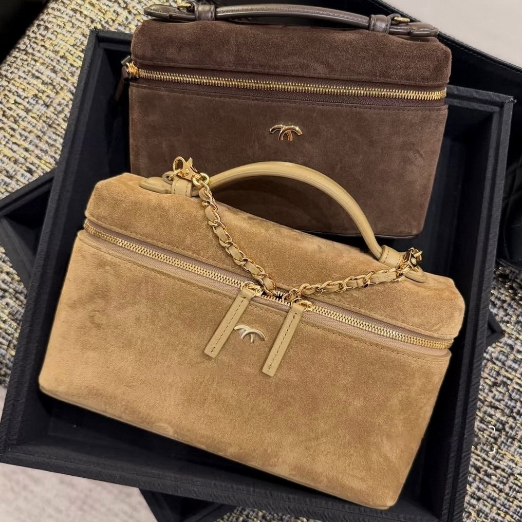 Luxury Bag vanity bag cc bag brown suede bag 26A quilted box cowhide toiletry bag classic makeup bag designer women alligator chain crossbody shoppi