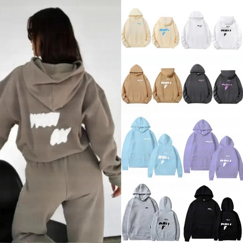 Women's Designer White Hoodie Casual Loose Long Sleeve Pullover High Street Letter Printed Hooded Sweatshirt Autumn Winter