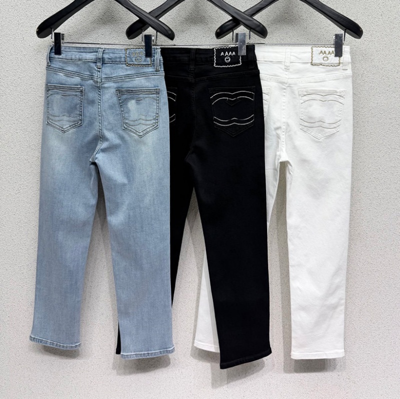 Luxury Embroidered Women Jeans Brand Vintage Washed Denim Pants Spring Autumn Casual High Waist Straight Leg Jeans
