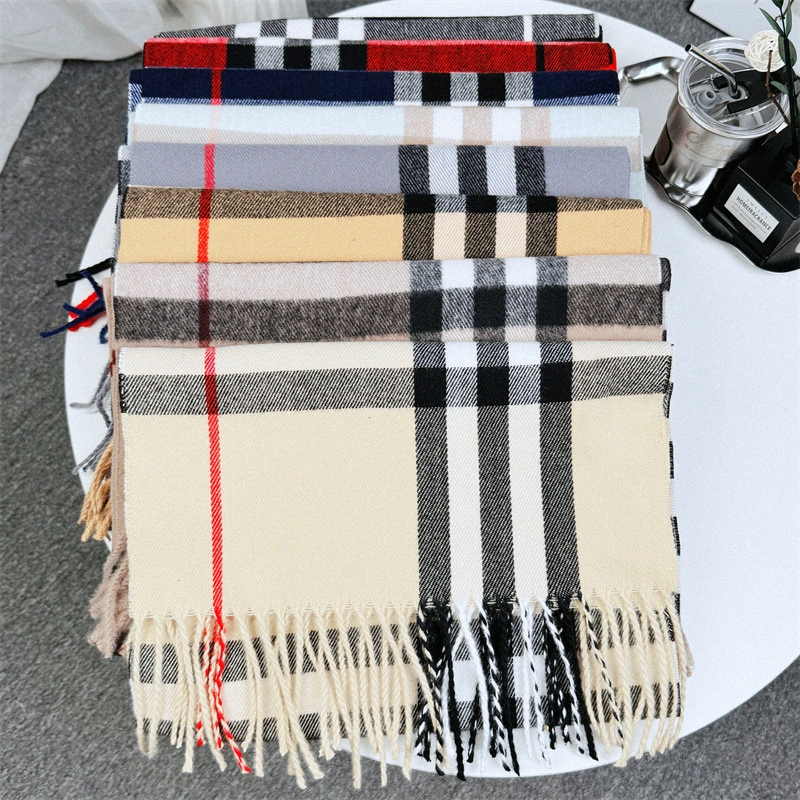 Cashmere plaid scarf women men designer scarf double side shawl warm scarf autumn and winter All match Ring Cotton vintage scarves 94GE#