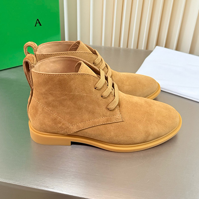 Sand Yellow Desert Suede Chukka Ankle Boots Famous Feminine Designer Vintage Short Trip Travel Flat Bottom Boots Fabric Shoelaces Breathable Leather