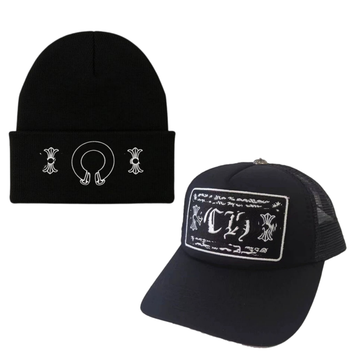 Fashion Designer Beanie Sanskrit Jacquard Crome Knitted Hat Skullcap Embroidery Cross Wool Hats Thermal Hat Black And White Bonnet Ho107