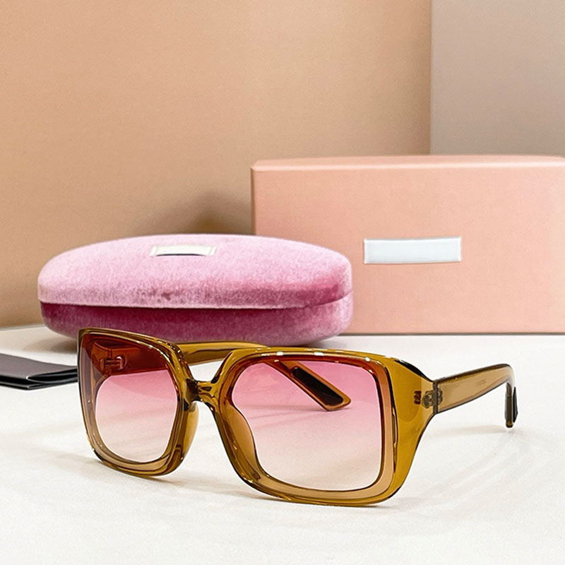 Runway Sunglasses SS26 Autumn Fashion Designer sunglasses MUC08SU Sunshine Yellow Translucent Nylon Frame Pink Gradient Lens Square Womens Glasses U
