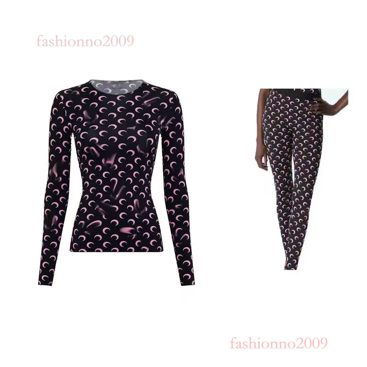 mariene serre Women Leggings Designer Shirts Set Sexy Moon Fashion Classic Print marrine serre Long Sleeve Fashion Printed Graphic marines serre T S