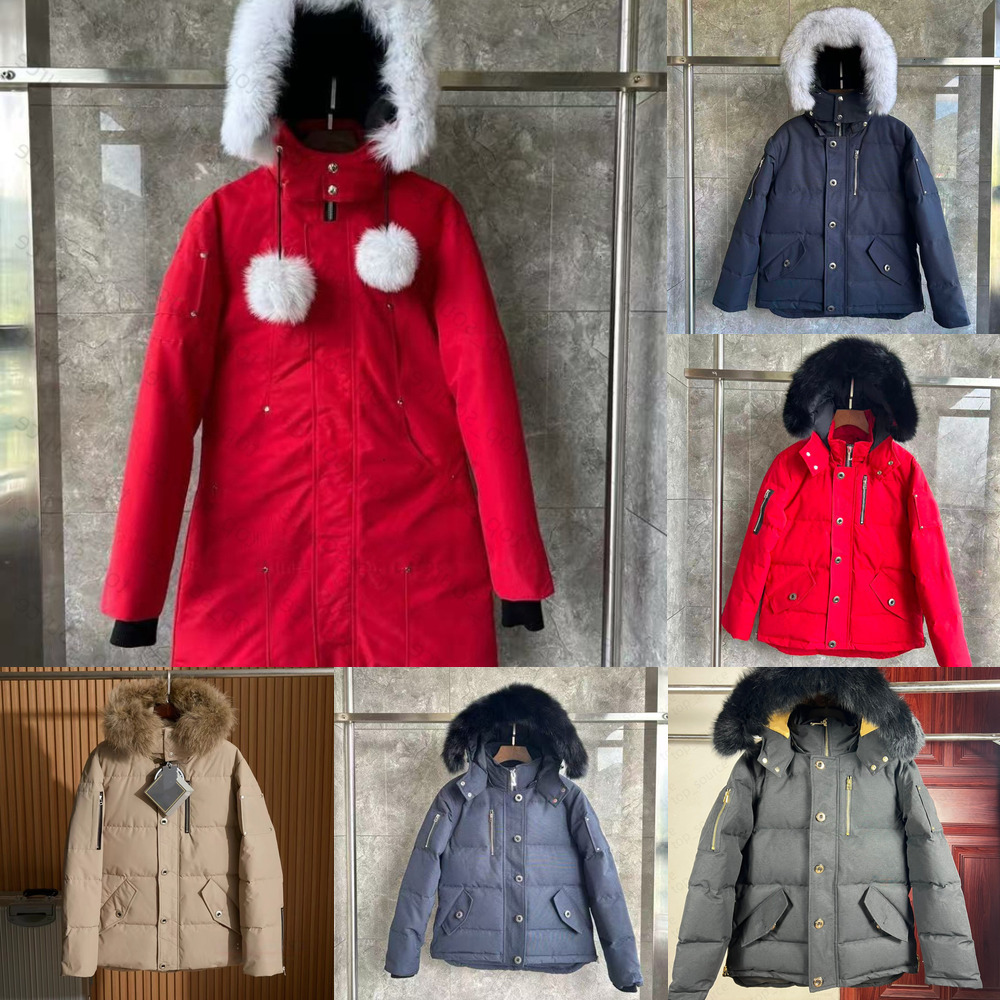 10b2025 moose Designer Parkas Jackets Mens Winter Outdoor Windbreakers Puffer Short Parka Down Jacket Removable Fur Collar Unisex Loose Fit Winter T