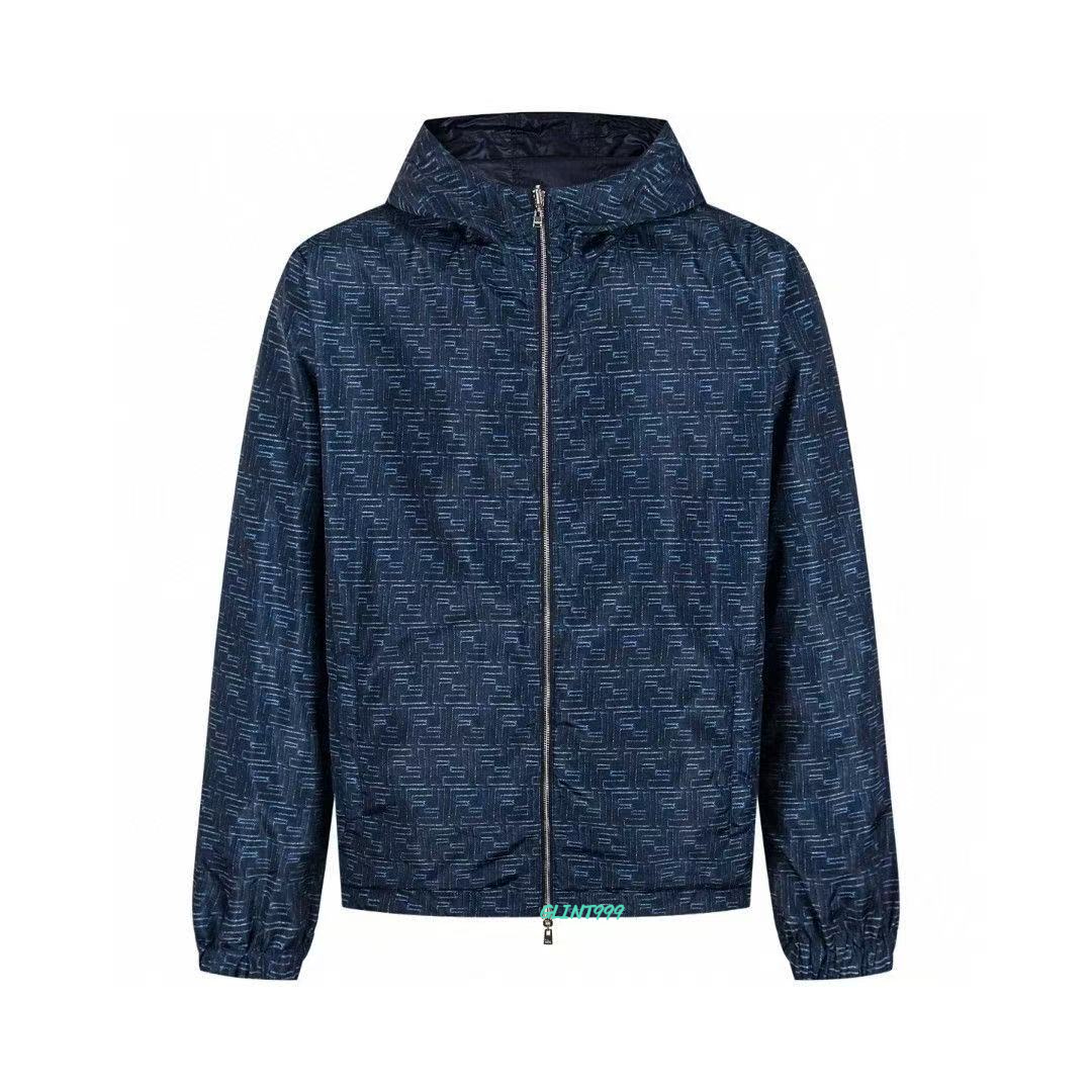 25ss Spring and Autumn FF new casual and fashionable full body jacquard letter logo hooded double-sided jacket jacket top