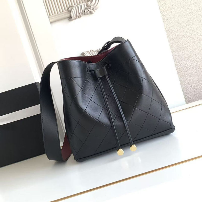 Vintage String Drawstring Bucket Bag Mini 12A Top Mirror Quality Cowhide Leather Designer Bucket Bag for Women Bucket Tote Shoulder Handbag Luxury C