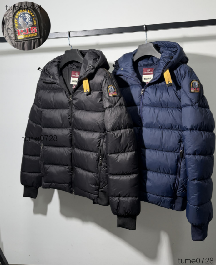 Parachuting Down Jacket PJS puffer jacket Luxury mens womens para jumpers down jacket with Yellow Webbing Strap Accent Water Repellent Windproof Win