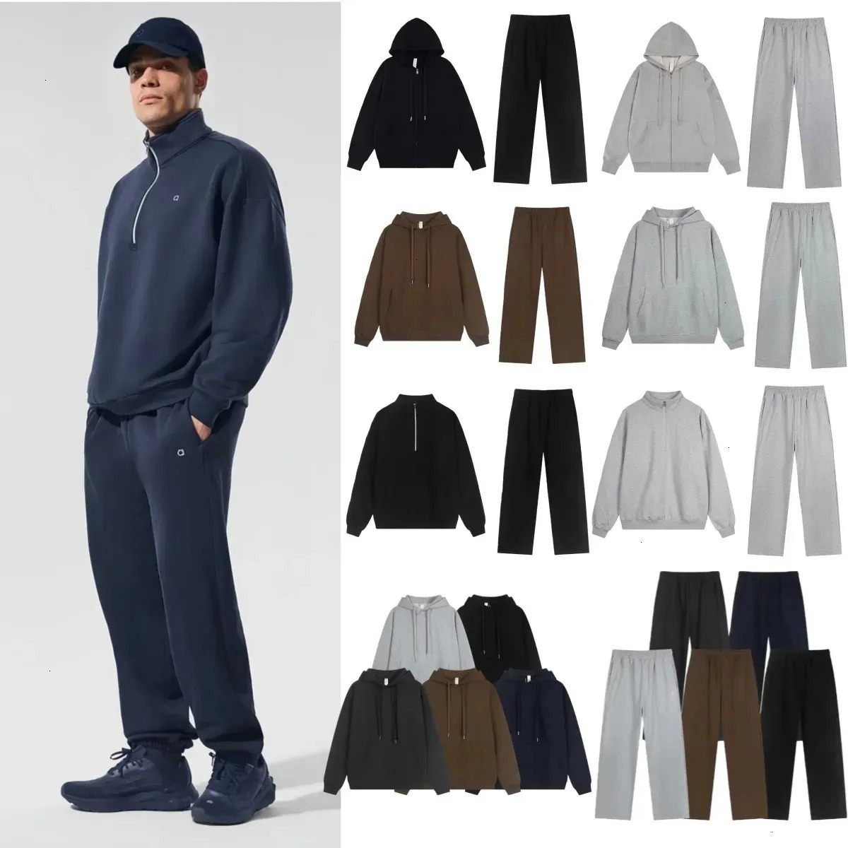 Felpe con cappuccio Colletto rialzato 1/4 alolynessities Uomo alolynessities Set di vestiti per donna Felpe 3D Sier Chest Felpa a maniche lunghe all