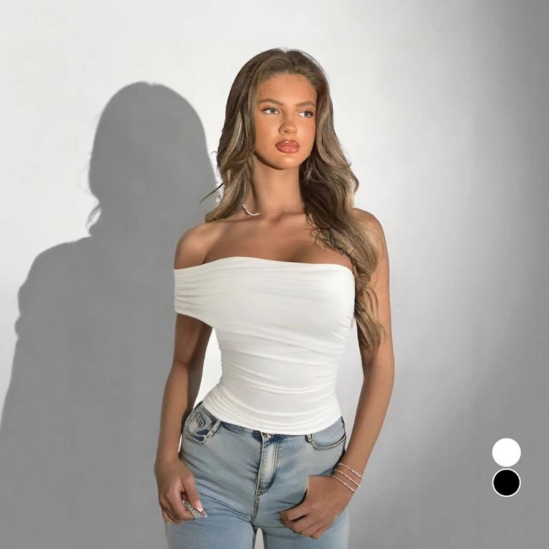 Designer Best-seller Femmes Été Une Épaule Tube Top Sans Manches Slim Fit Couleur Unie Casual Streetwear Élégant Fête Quotidien Top