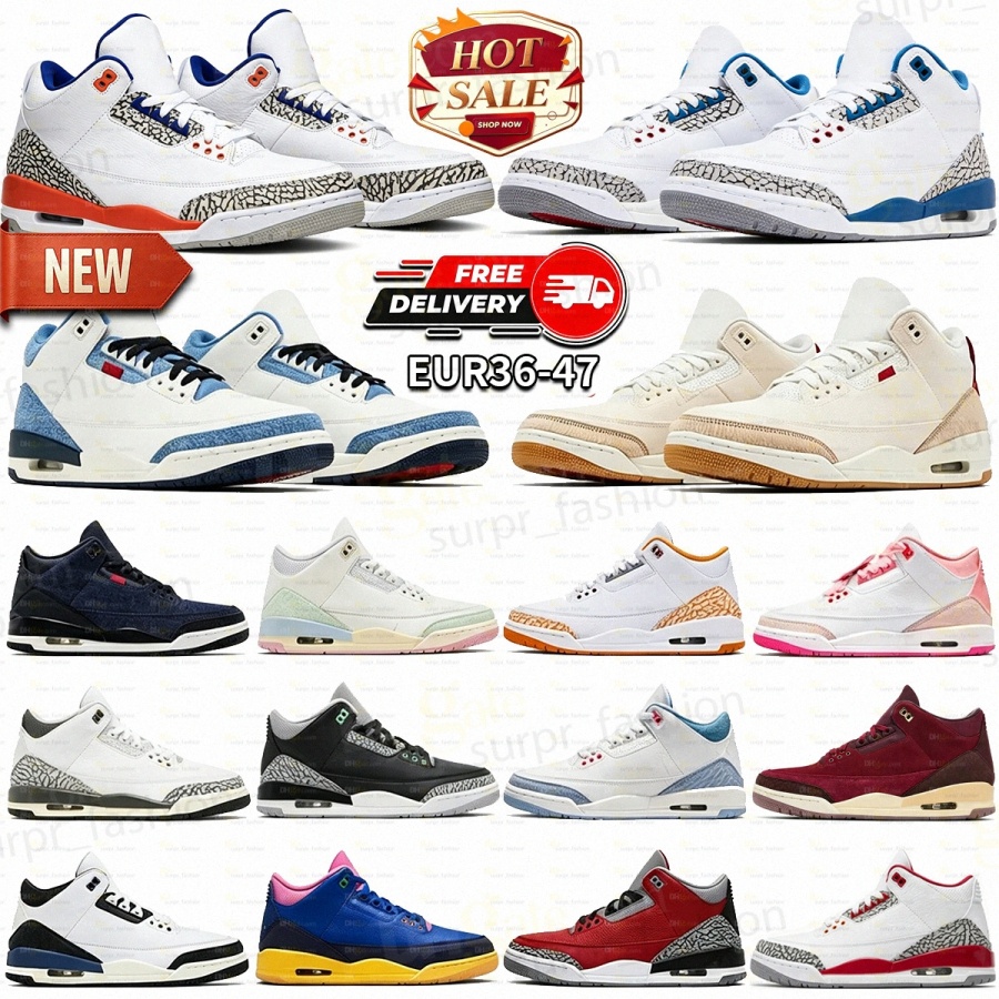 2026 with box 3 3s Basketball Shoes 23 Orange Citrus Worlds Best Dad True Blue Pure Money White Black Cement Family Affair Black Cat Men Womem train