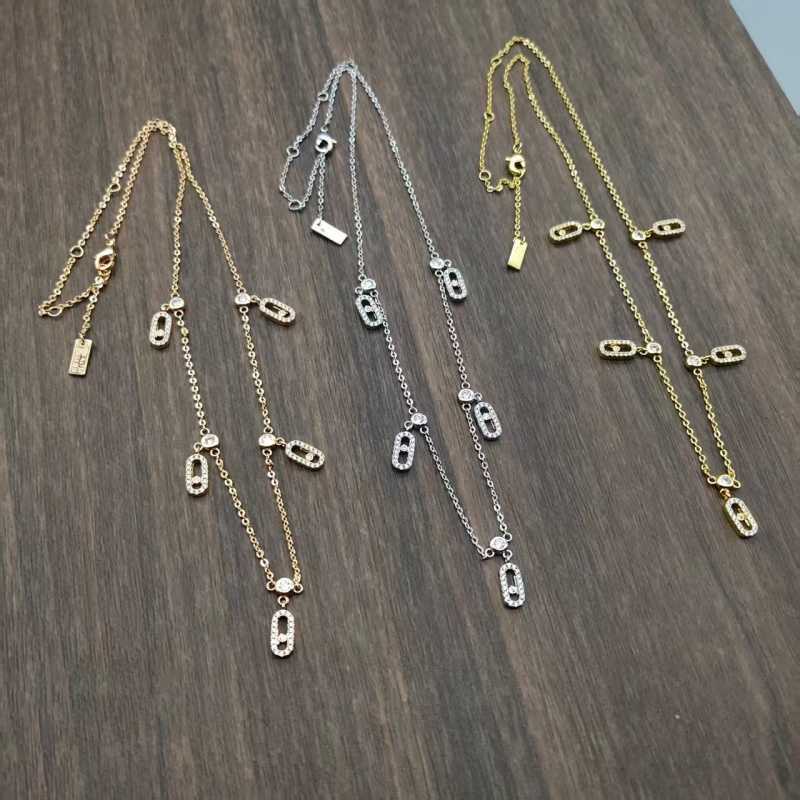 Pendant Necklaces silver necklace designer for women bijoux de luxe 925 Sterling Silver Luxury Jewelry Classic Mobile 5 Water Drop Diamond Chain Wom