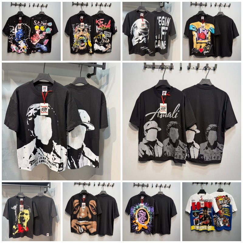 Asaali Mens Y2K Shirt Summer Round Neck Casual Party Shirt Hip Hop Fashion Designer Shirt Men Graphic Tee High Quality Cotton T Shirt for Men Sizes