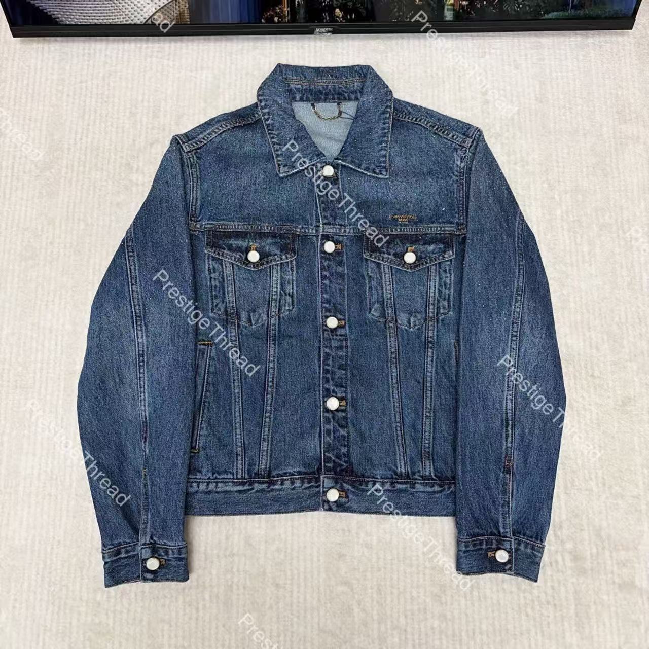 Designer Fully Rhinestone Decor Element Truck Logo Denim Jacket Set Embroidered Letters Pearl Buttons 26 New Men's Tracksuits