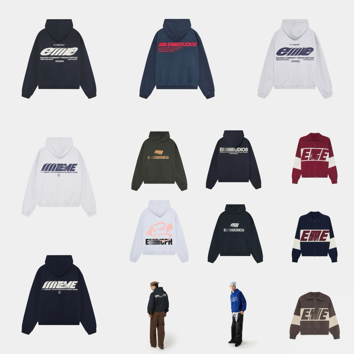 2026 emestudios hoodie Hip Hop Boxy Hoodie Classic Letter Print emes Retro Harajuku Knitted Cardigan Oversized Sweater Fashion Knit Outerwear Men Wo