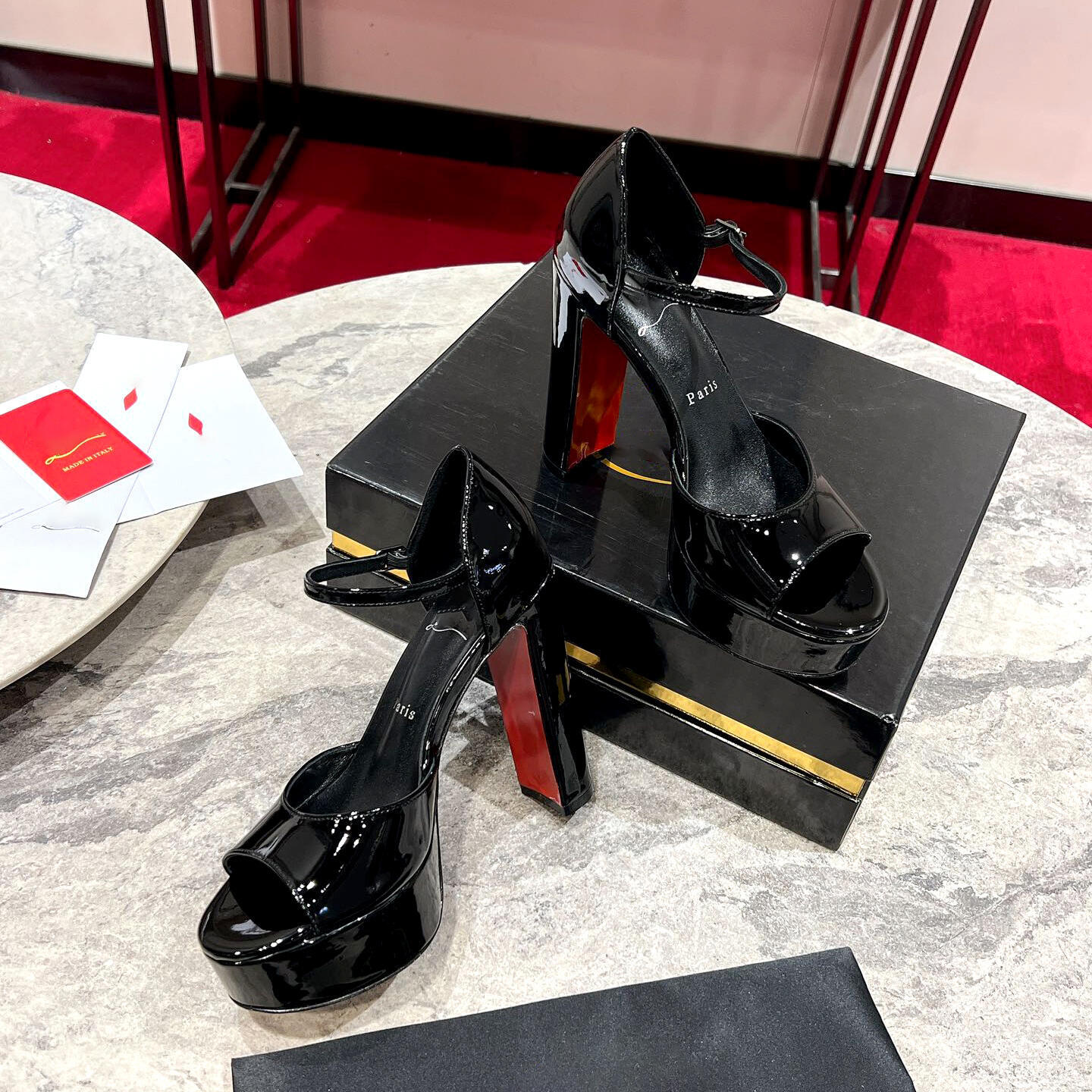 Designer Metal Mirror Waterproof Platform Chunky Heel Sandals Luxury Open-toe Ankle buckle High heels Womens Summer outdoor slide Elegant Dinner Dan