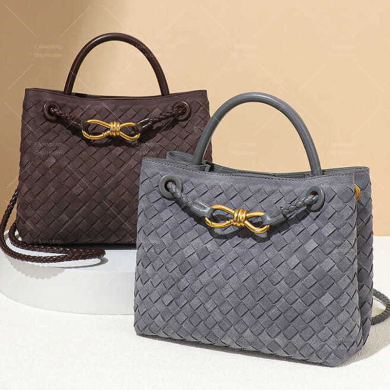 bv Spring and Summer New Suede Metal Buckle Woven Commuting Shoulder Crossbody Handheld Tote Square Hand Bag 25c Medium Hobo Womens Trendy Denim Dra