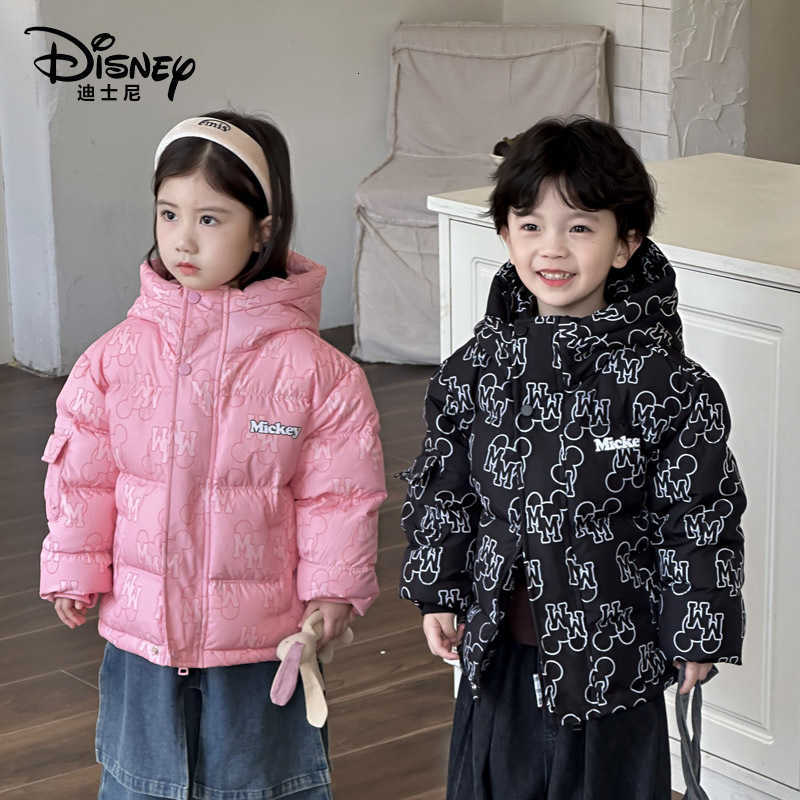 Down Coat Disney Children's 90 White Duck Down New Full Print Down Jacket Black Gold Thickened Hooded Down Jacket L260930