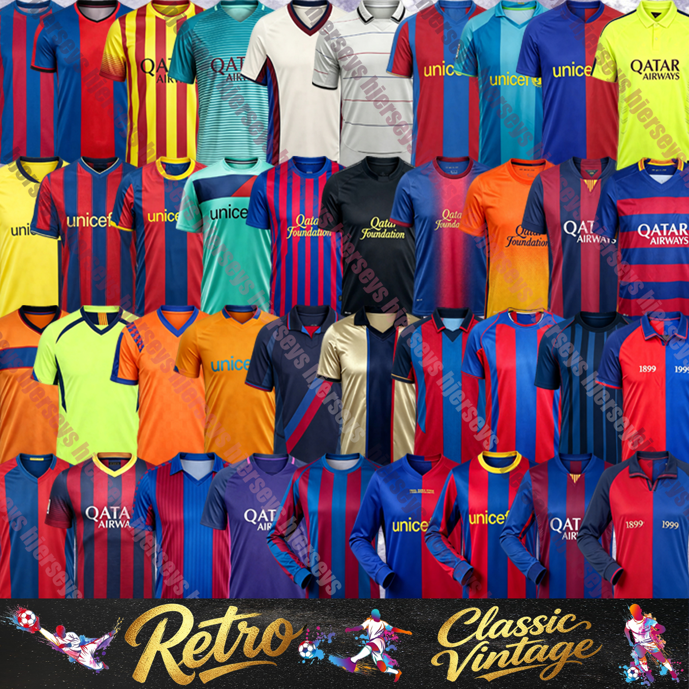Maillot rétro enfants 94 96 97 98 99 00 05 06 07 08 09 10 11 14 15 16 17 Barcelone Ronaldinho Xavi Rivaldo Chemise Henry A.iniesta PUYOL Kluivert