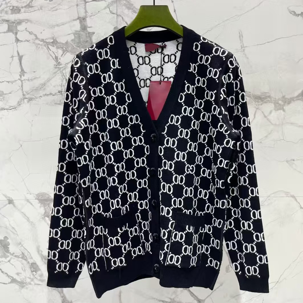 Women's sweater jacket, designer cardigan wool sweater, high-quality knitted clothing. Letter printed double-sided jacket, cardigan button swea