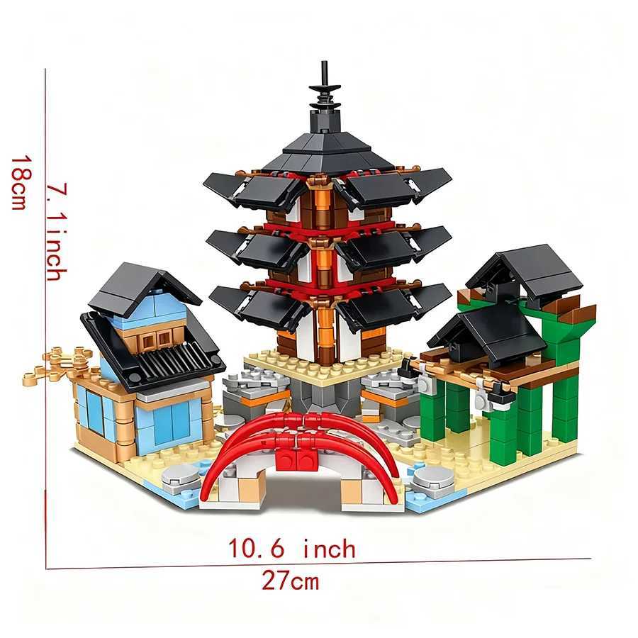 Temple Blocks 1 Bag Model Building Blocks Set With 6 pcs Ninja Mini Figures Children's Bricks Toy Gift Idea for Kids J260930