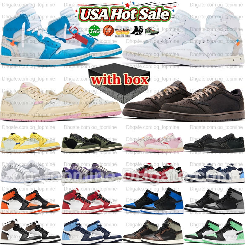 travis shoe 1 low basketball shoes Reverse Mocha Black Phantom Fragment Shy Pink Medium Olive high 1s Shattered Backboard Chicago Alaska UNC Sneaker