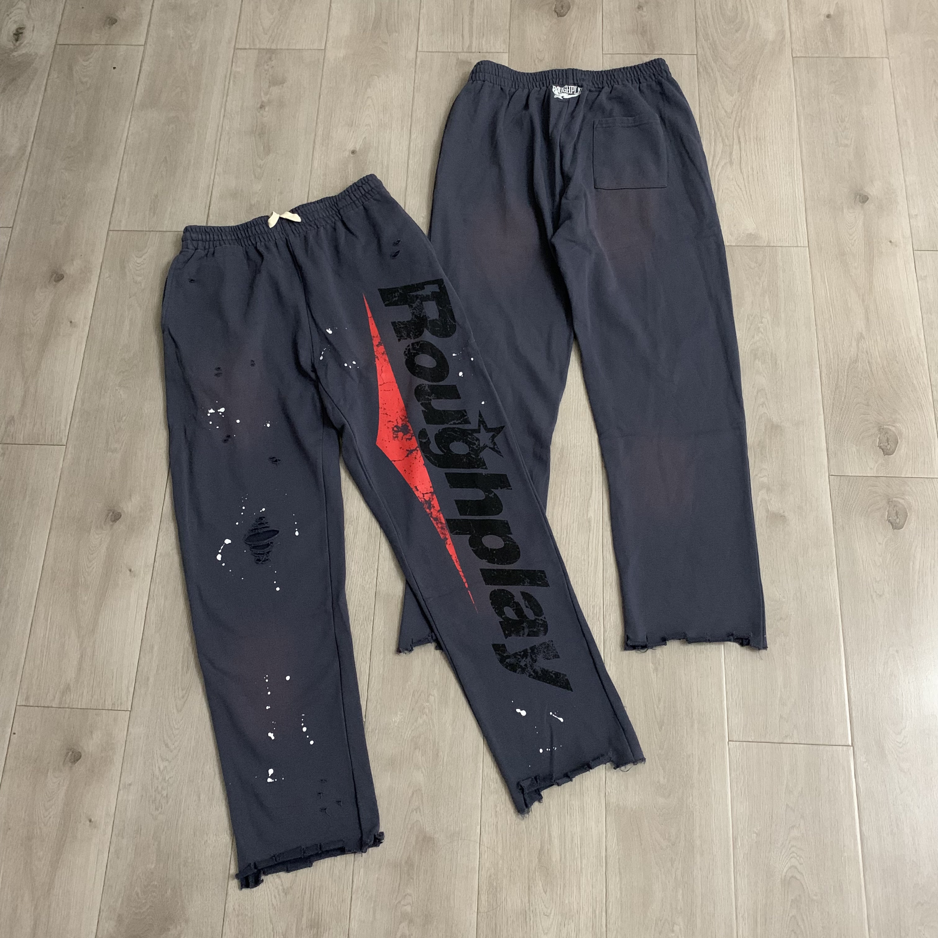 Pantalon de survêtement ample pour hommes Roughplay Baggy coupe ample Vintage délavé déchiré en détresse décontracté Streetwear Joggers