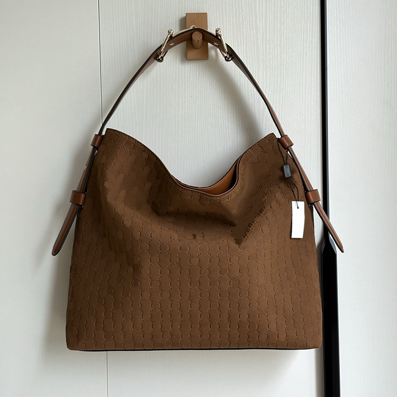 26ss Classic And Unique Designer Womens Suede Handbag, Large Capacity Underarm Tote Bag Portable Outdoor Shoulder Bag Sacoche Shopping Bag Beach Bag