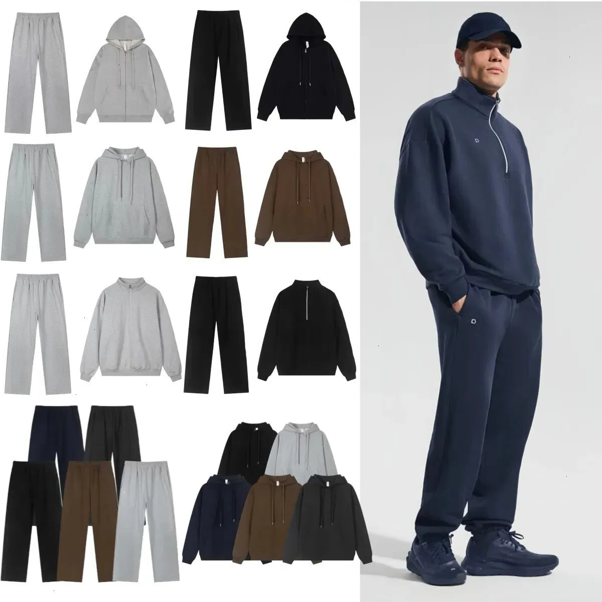 Felpe con cappuccio Colletto rialzato 1/4 alolynessities Uomo alolynessities Set di vestiti per donna Felpe 3D Sier Chest Felpa a maniche lunghe all