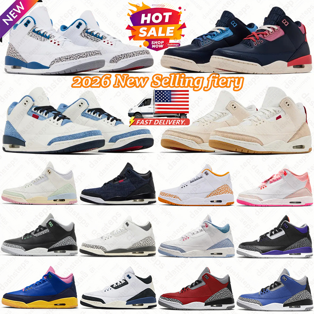 With box Designer Basketball Shoes Men Women 3 3s New 2027 Neo Pink 2026 Blue Void Bin23 Denim White Blue Orange Citrus Denim Blue Pale Ivory Traine