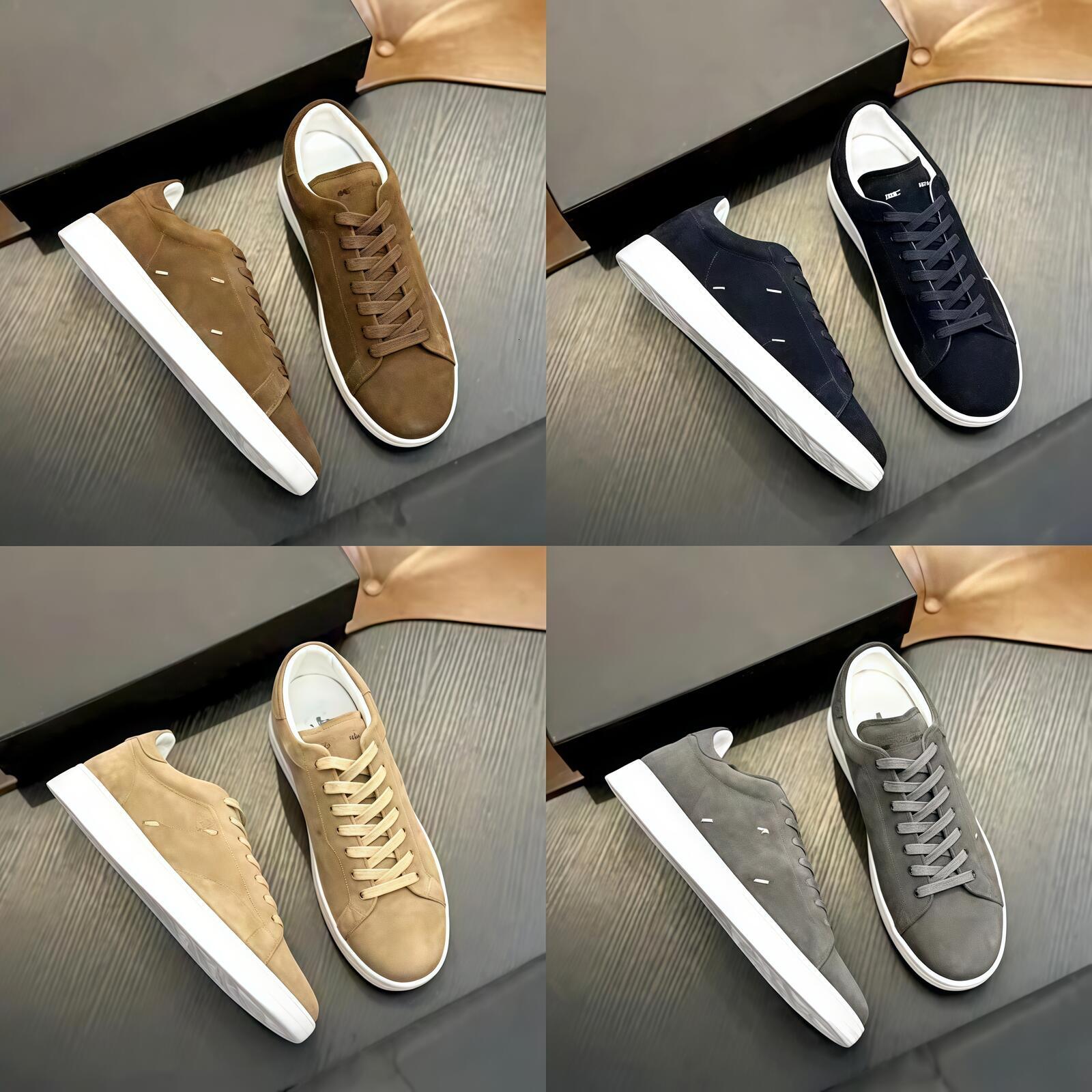Men Suede Leather Low Top Sneaker Lace Up White Rubber Sole Designer Luxury kiton High Quality Fashion Casual Chic Sport Comfortable Glamorous Charm