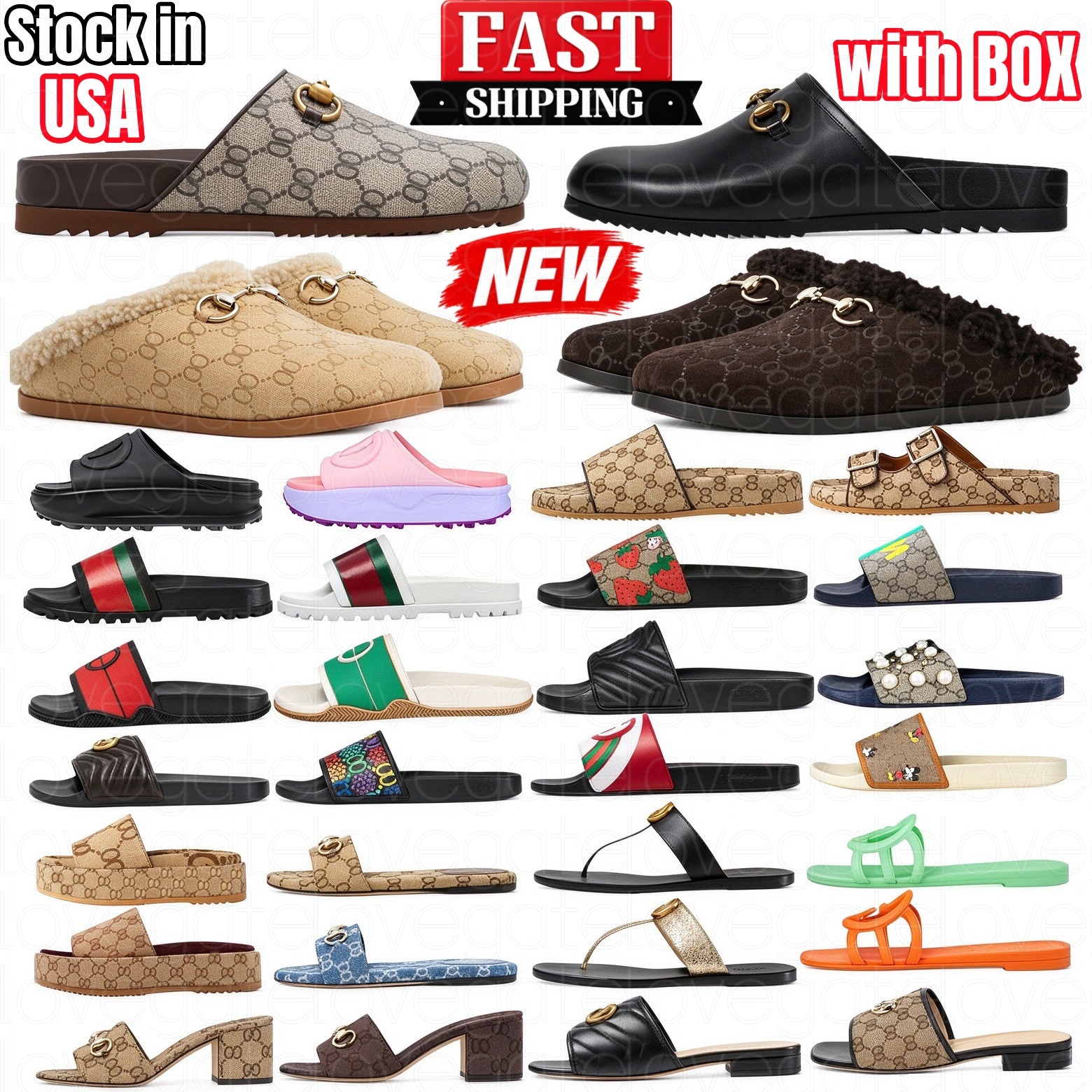 With box Designer slides slippers designer sandals geranium women men multi-color embroidered canvas Flat Mules Embroidered flip flop Thick Botto