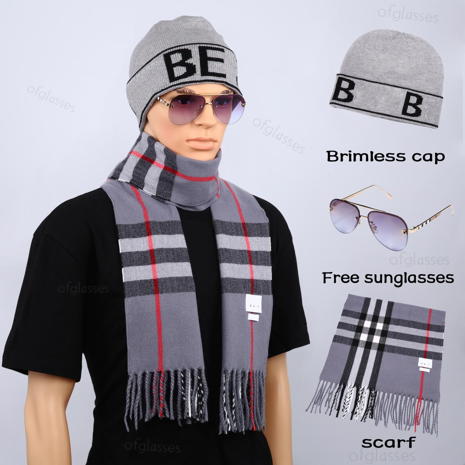 Conjunto de accesorios de tres piezas Gorro de punto con puños, flecos a cuadros, bufanda con flecos a cuadros y accesorios elegantes y versátiles c