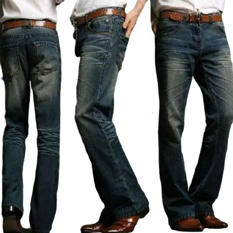 Men Jeans Mens Flared Cut Boot Cut trousers Men Leg Fit Classic Denim Flare Vintage Jeans Male Straight Pants Denim Pants