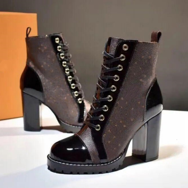 Woman leather canvas laureate platform desert boot Designer booties star trails Ankle boot Luxury work Snow winter chunky heel walk Casual Knight Hi
