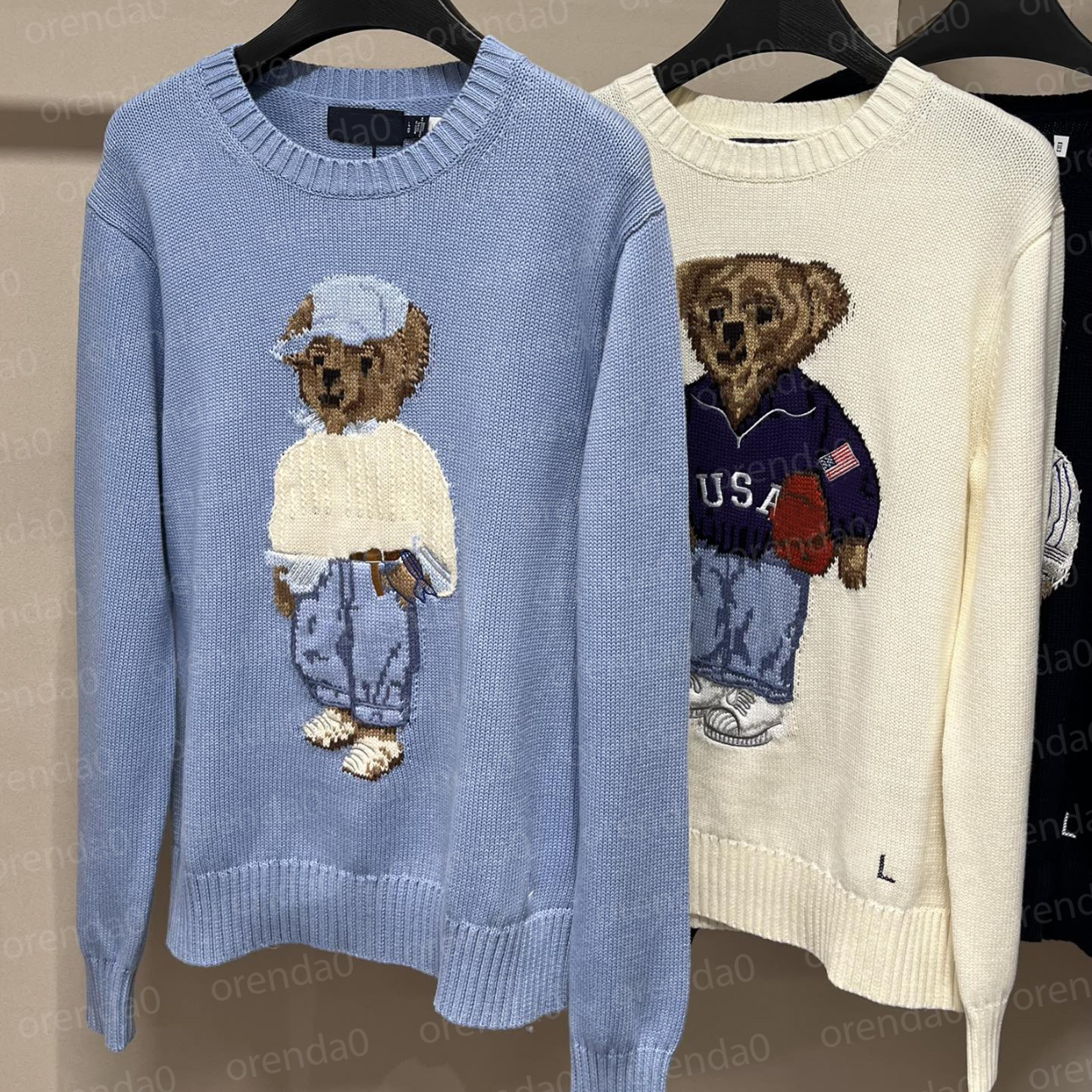 teddy Bear Sweater Designer Women's Men's Teddy Bear Knit Knitwear Embroidery Sweater Loose Pullover Fall Winter Preppy Style Casual Sweat