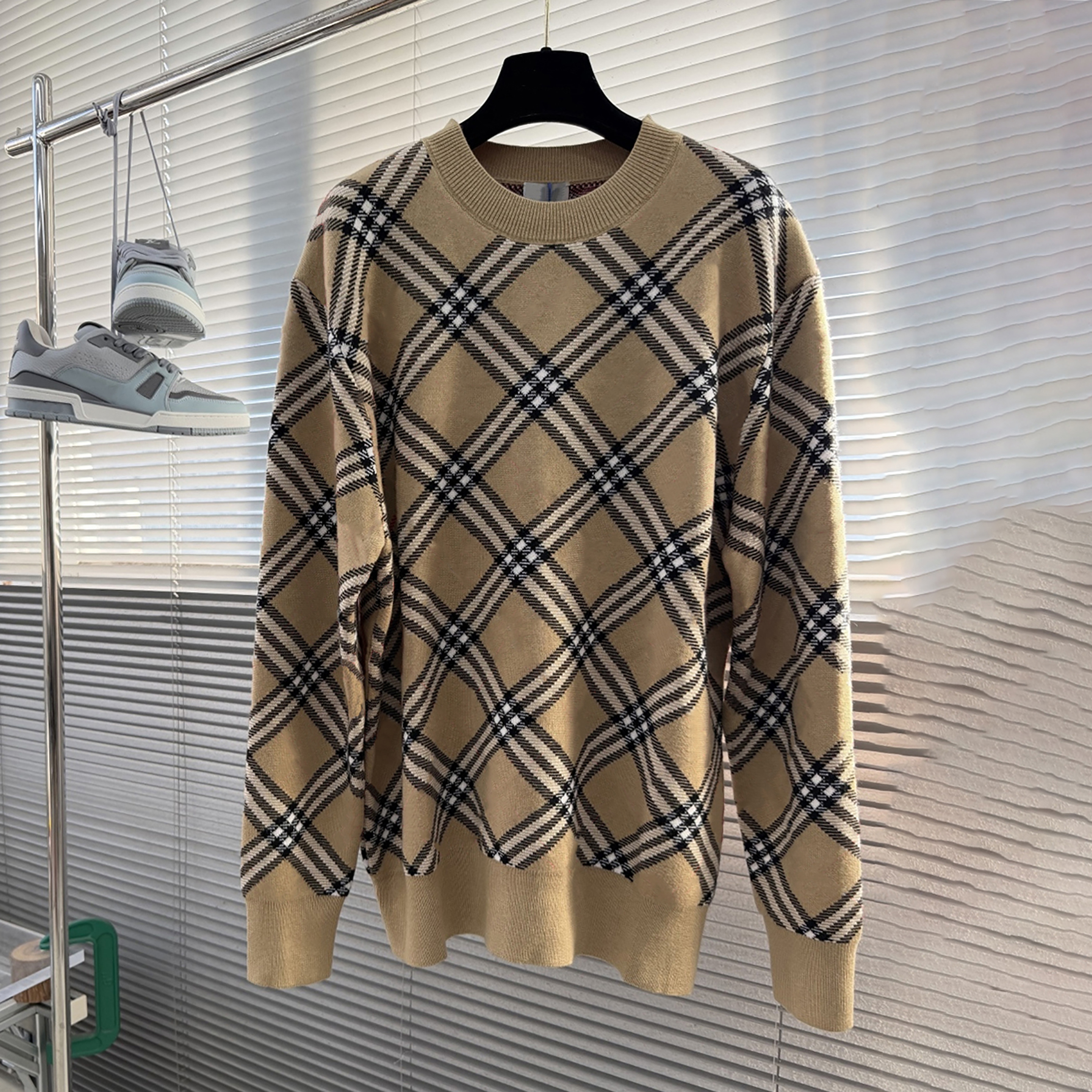 designer sweater, high quality fashionable plaid knitted wool blended long sleeved pullovers, mens sweaters, autumn winter casual street warm sweate