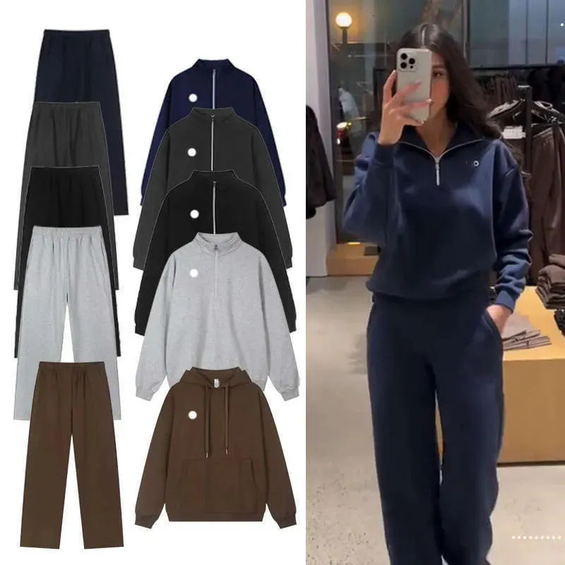 alolynessities hoodie dames heren set jas Sweatbroek 3D Relaxed-fit sportbroek voor 1/4 Jogger met volledige ritssluiting alolynessities dameskledin
