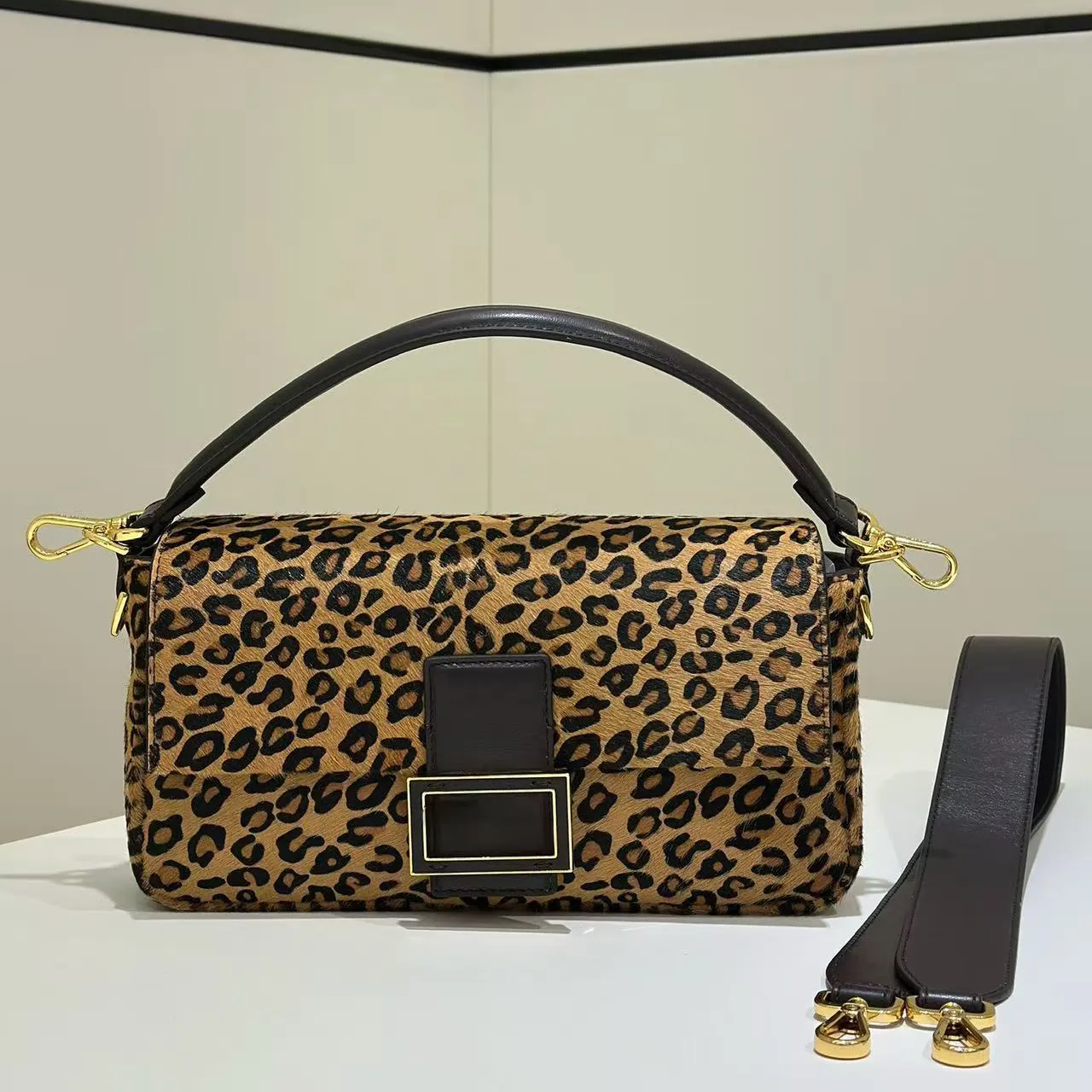 12a Mirror Quality Tiger Stripe Baguette Bag Designer Luxury Women Pony Hair Leopard Shoulder Flap Bag Snakeskin Handbag Tote Bag Adjustable Shoulde