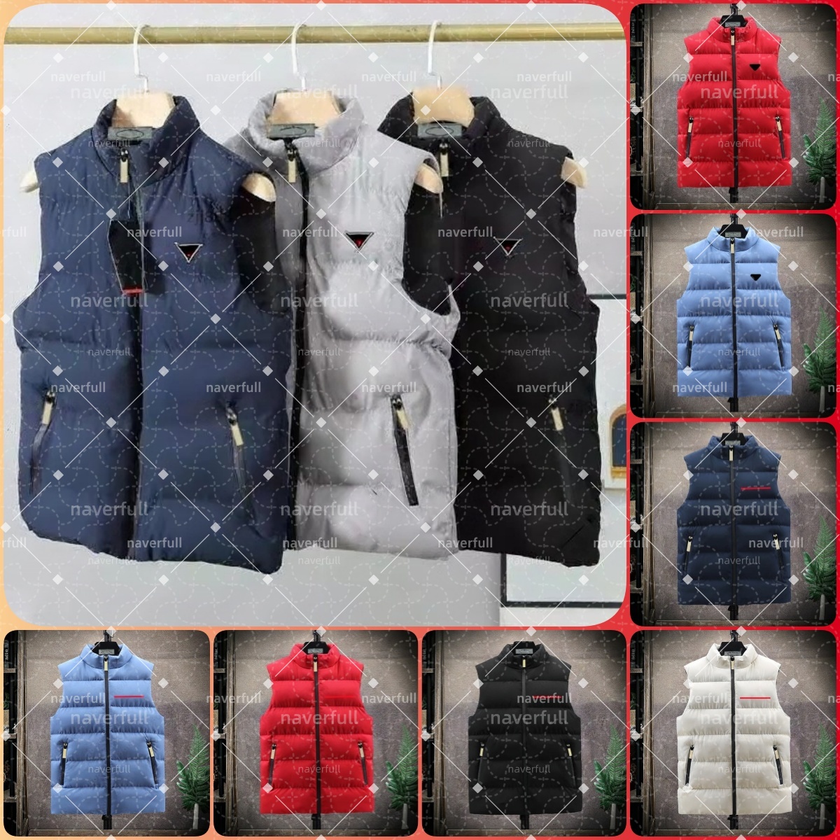 Luxury Designer Mens Vest Triangular Logo Jacket Women Puffer Vest Winter Parkas Fashion Windbreaker Gilet Zipper Jackets Casual Warm Coats