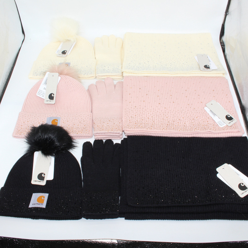 Carlies Hartlies Hat Beanie Designer CarharrtlyBeanie Baseball Hat For Man Woman Knitted Hat Gloves Scarf Autumn Winter Women Detachable Pom Warm Ha