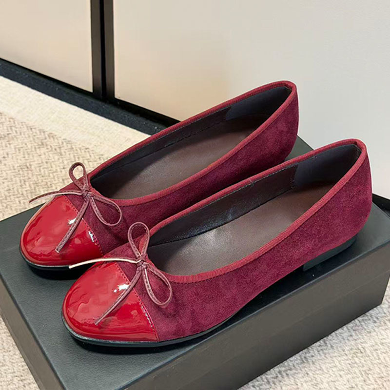 Miroir qualité femmes daim ballerines designer mocassins filles dames ballerine chaussures velours bateau sandale pompes plates danse chaussure d